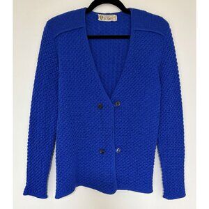 Vintage Rare G. Gucci Women’s 1950/1960’s Blue 2 Button Wool Cardigan Size 44
